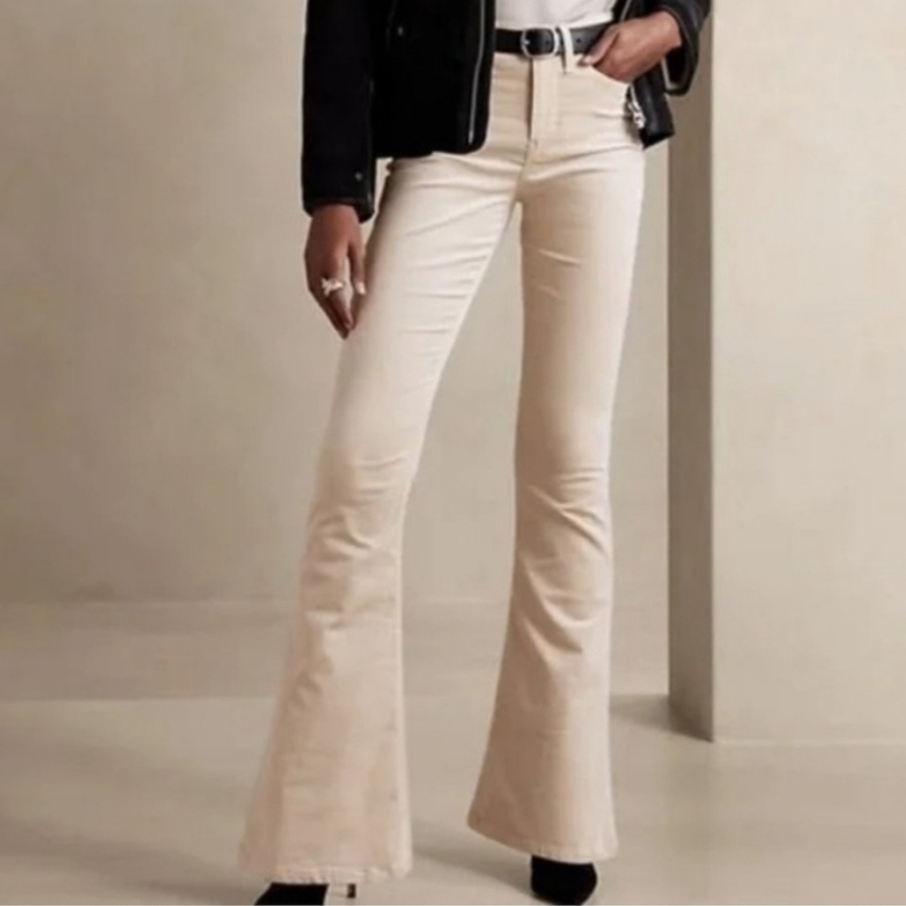 Banana Republic Corduroy High Rise Flare Pants Size 32 Cream